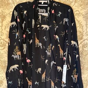 Harper Wren Eva Animal Print Button-Up Blouse